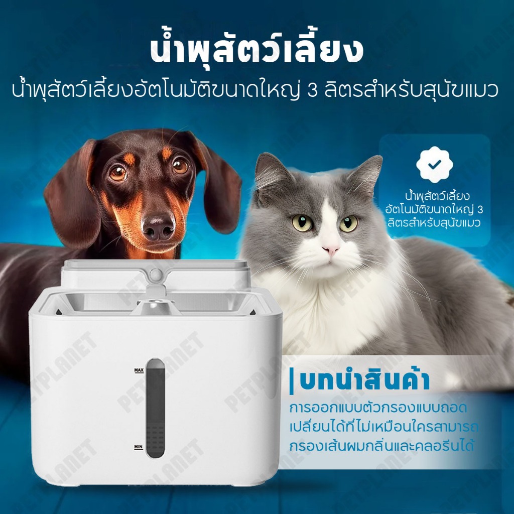 😻ให้ฟิลเตอร์ฟรี 💦 น้ําพุแมวไร้สาย อัตโนมัติ แบตเตอรี่ 6500mAh + ฟิลเตอร์ 10 ชิ้น ระบบเซนเซอร์ น้ําพุแมวไร้สาย เครื่องกรองน้ํา สําหรับสัตว์เลี้ยง สุนัข และแมว✪