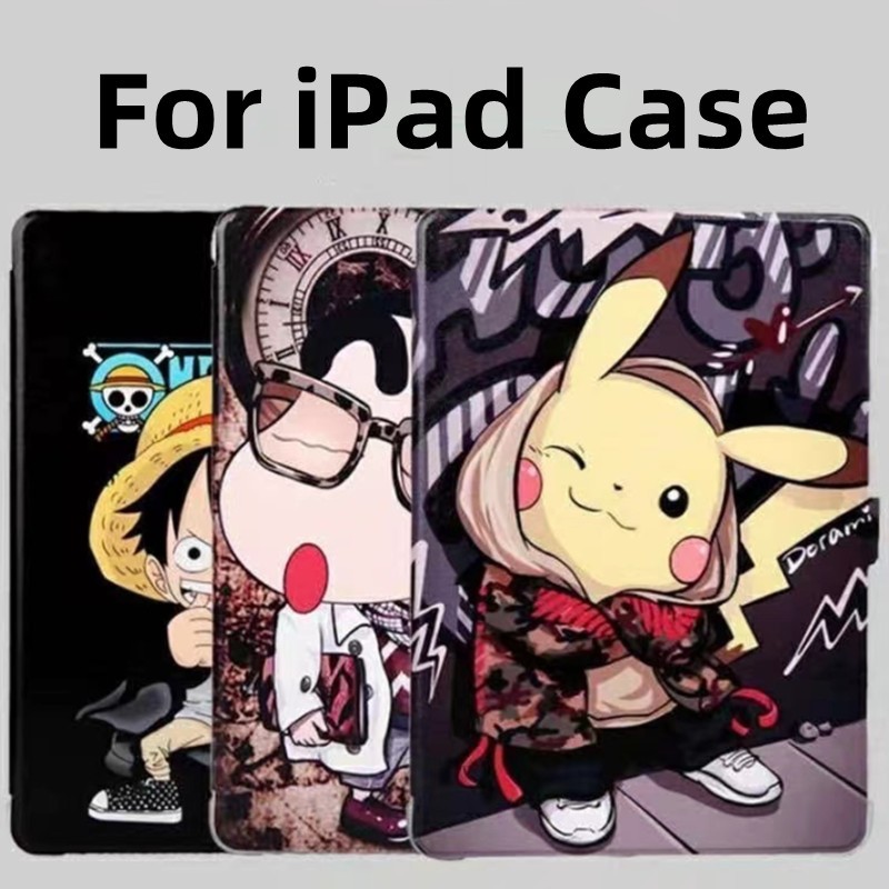 Pikachu เคสไอแพด ลายการ์ตูน iPad Mini 1 2 3 4 5 / iPad 2 3 4 / iPad Pro 9.7 Air1 Air2 / iPad Pro 10.5 / ipad Gen 7/8/9 10.2 Cartoon Smart Case