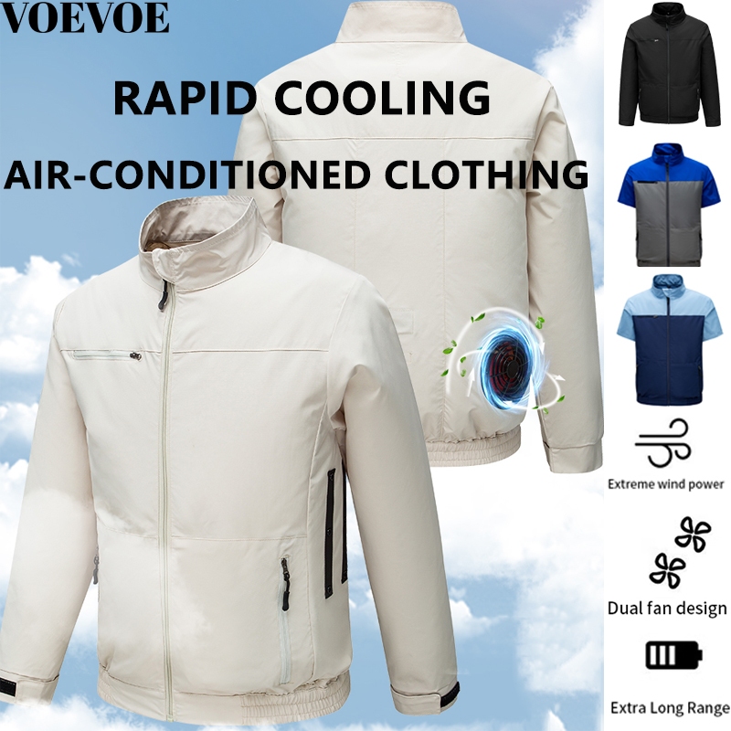 【VOEVOE】เสื้อแจ็กเก็ต กันแดด ปรับอากาศ ระบายความร้อน เหมาะกับใส่ทํางานกลางแจ้ง สําหรับผู้ชาย