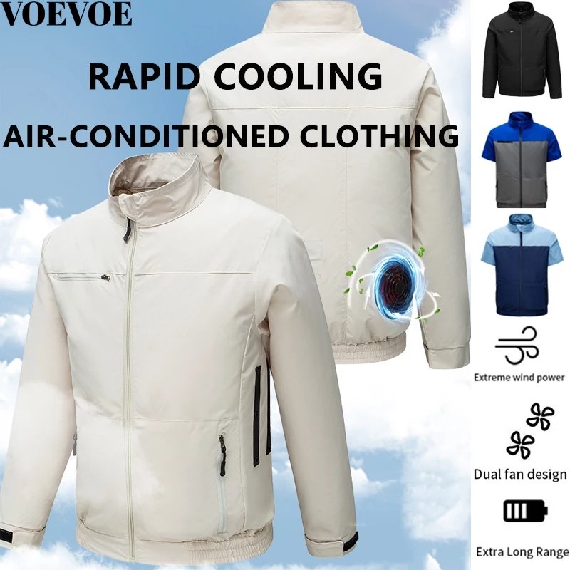 【VOEVOE】เสื้อแจ็กเก็ต กันแดด ปรับอากาศ ระบายความร้อน เหมาะกับใส่ทํางานกลางแจ้ง สําหรับผู้ชาย