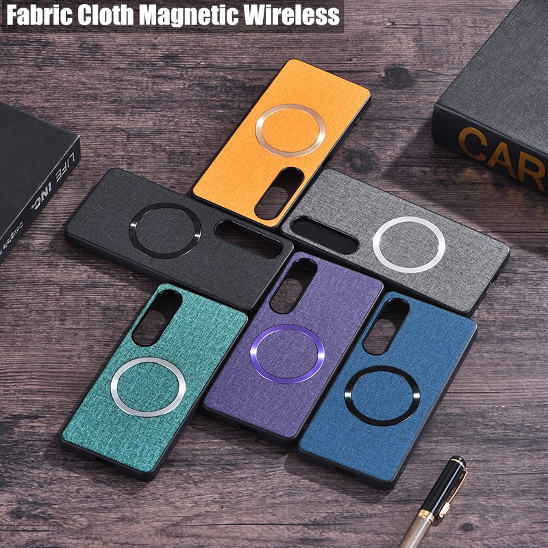 for SONY Xperia 1 5 10 VI Case Fabric Cloth Magnetic Wireless Charging Shockproof Soft Shell Cover