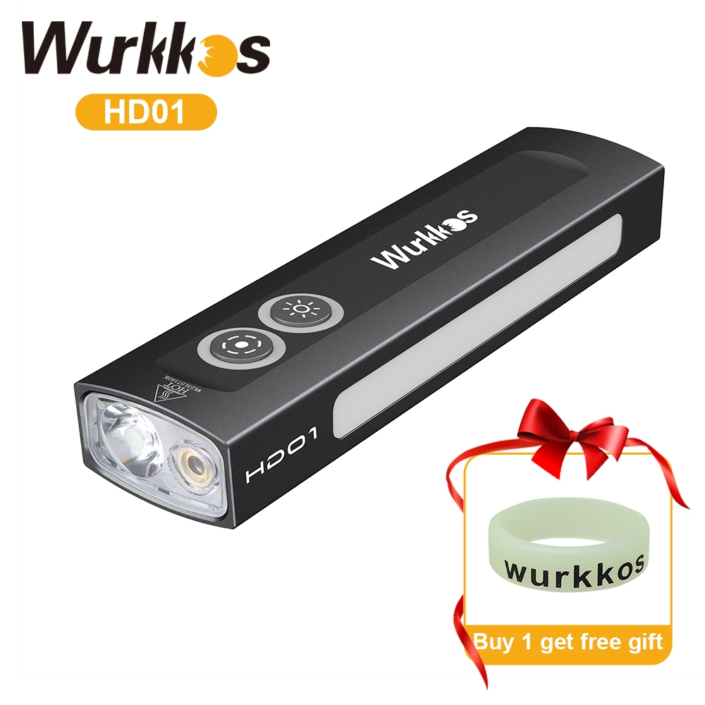 Wurkkos HD01 ไฟฉาย LED 4 โหมด 1200LM 6000-6500K พร้อมแบตเตอรี่ลิเธียมโพลิเมอร์