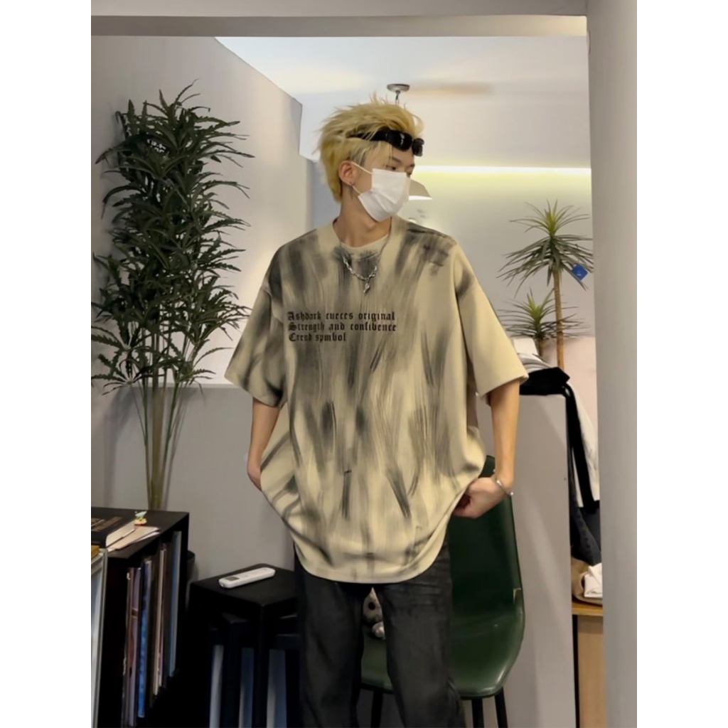 เสื้อยืดแขนสั้น คอกลม ทรงหลวม พิมพ์ลายดาวห้าแฉก แฟชั่นฤดูร้อน สําหรับผู้ชาย