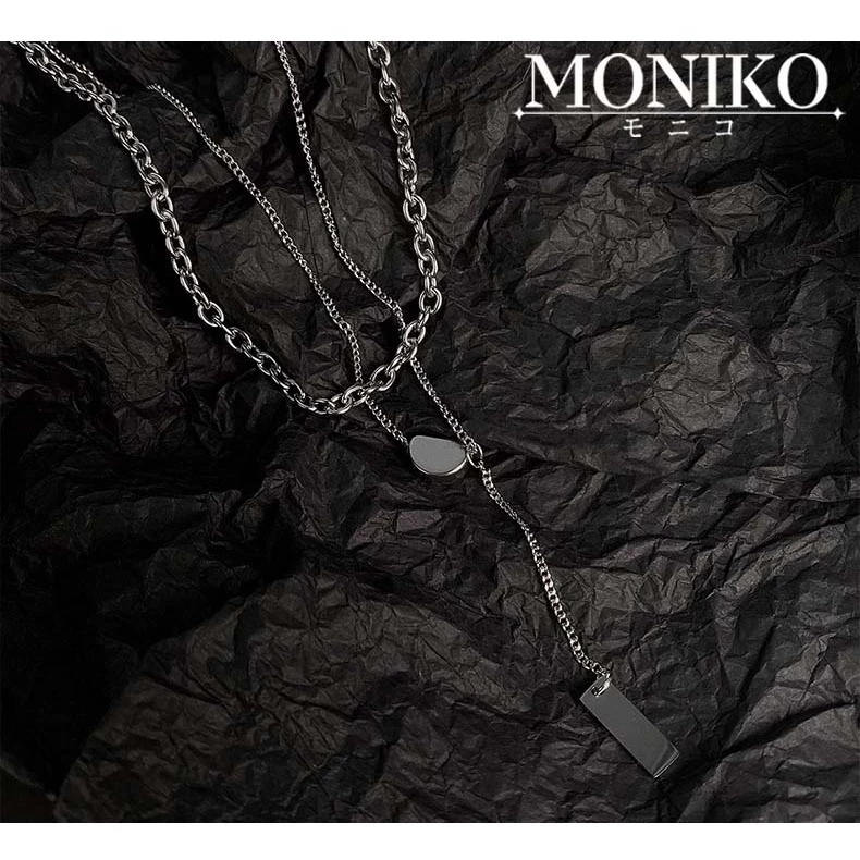 MONIKO สร้อยคอโซ่ยาว สองชั้น สีเงิน เข้ากับทุกการแต่งกาย สําหรับผู้ชาย และผู้หญิง thumbnail 4