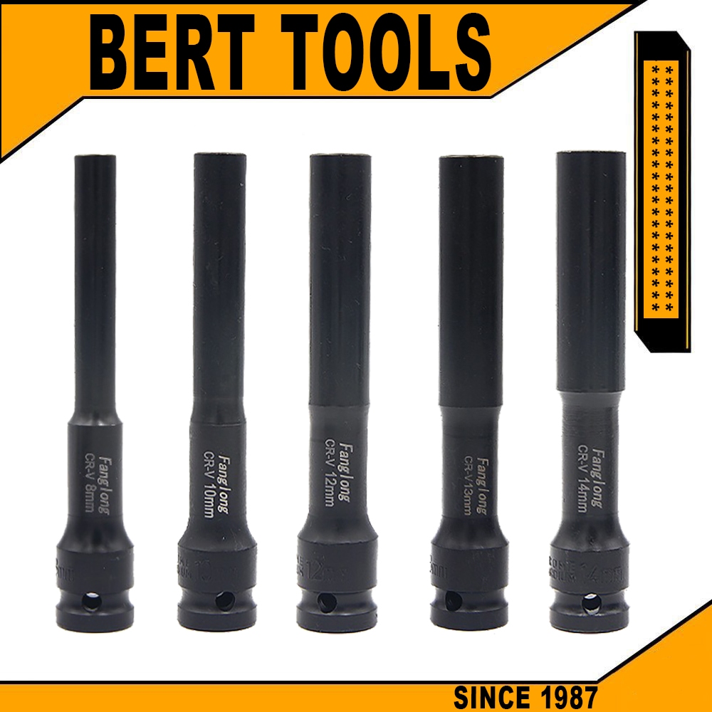 BERT ｜ลูกบล็อค สีดำ ลูกบล็อก 1/2นิ้ว ลูกบ๊อก บล็อกลม ชุดลูกบล็อกยาว ชุดบล็อก ชุดประแจไฟฟ Cr-MO