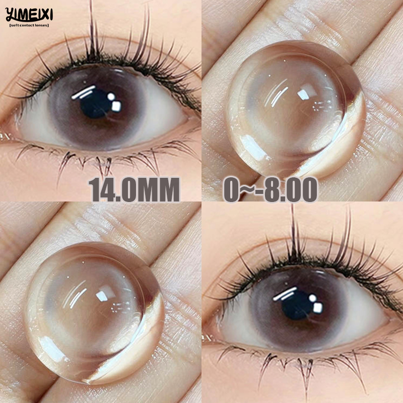Yimeixi คอนแทคเลนส์สีอ่อน โปร่งแสง สีน้ําตาล เส้นผ่าศูนย์กลาง 14.0 มม. ขนาดเล็ก ใส่สบาย ใช้ไฮโดรเจล 6 เดือน WT บางพิเศษ 40% ป้องกันรังสียูวี