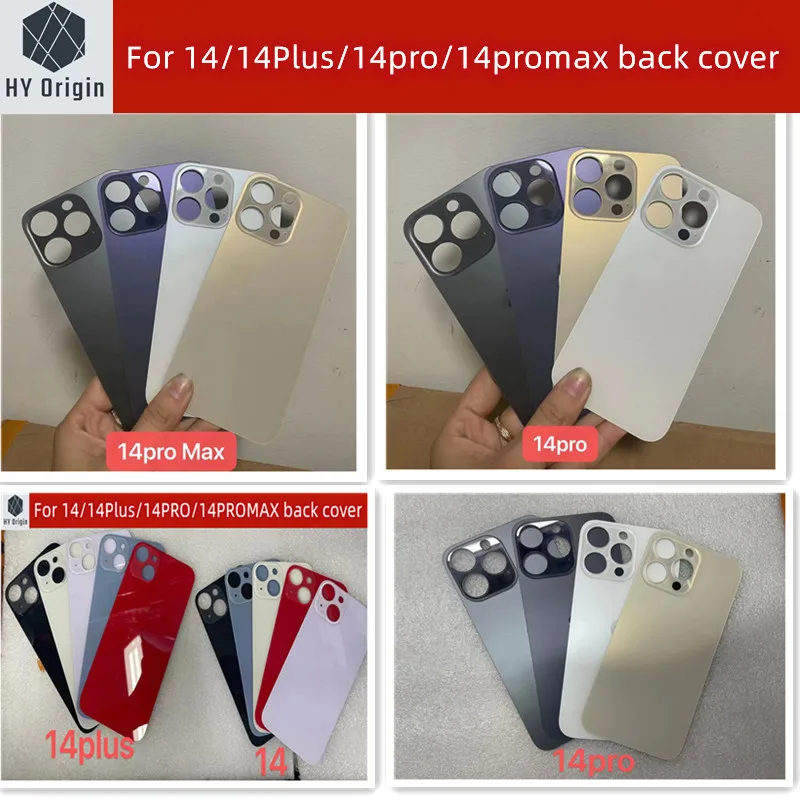 สําหรับ iPhone 14 Pro Max แผงกระจกด้านหลัง ฝาครอบแบตเตอรี่ อะไหล่ซ่อม คุณภาพสูง พร้อมโลโก้ด้านหลัง รูใหญ่ กระจกกล้อง