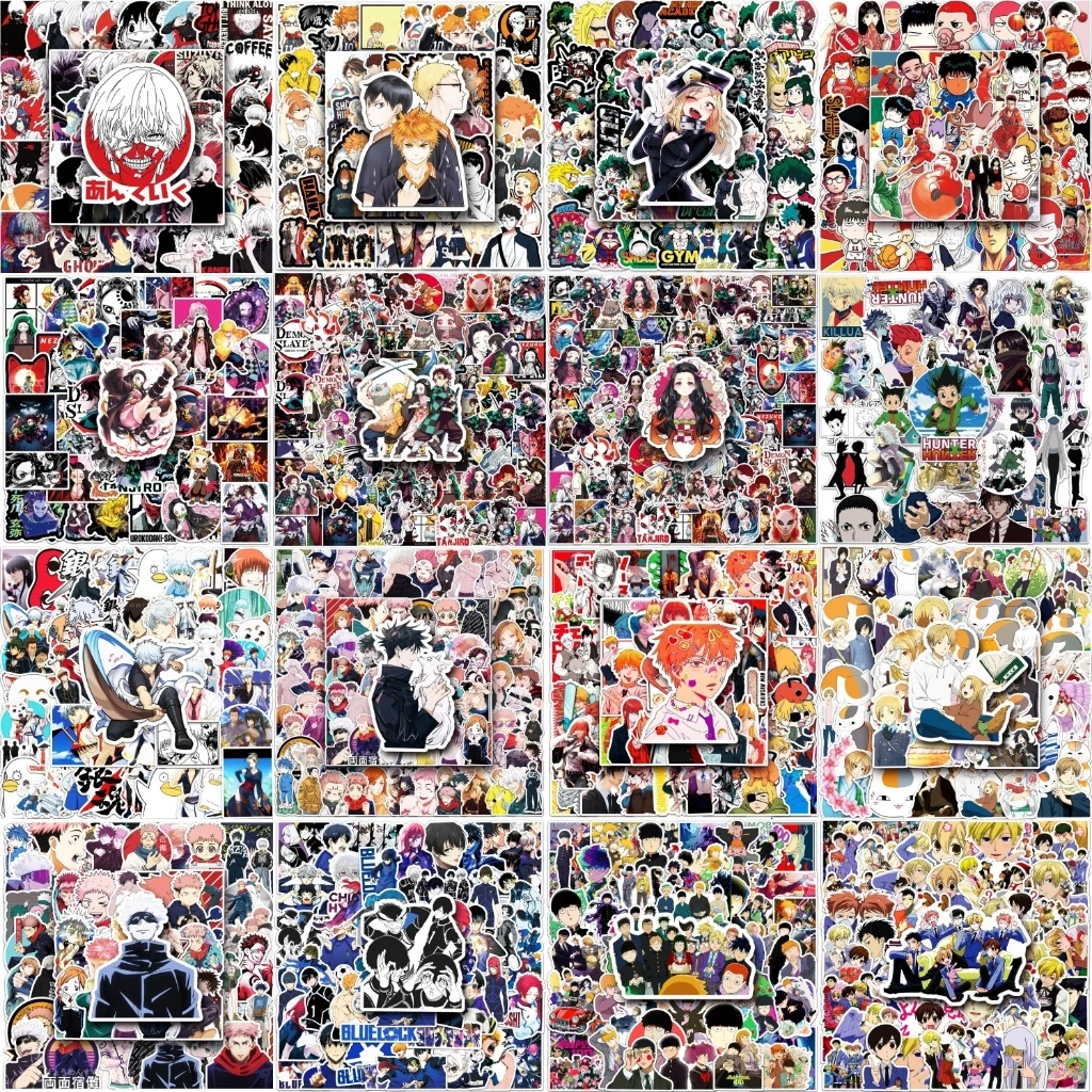 50pcs อะนิเมะญี่ปุ่น Demon Slayer Jujutsu Kaisen ONE PIECE Genshin Impact สติกเกอร์สําหรับแล็ปท็อปหมวกกันน็อครถ Decal