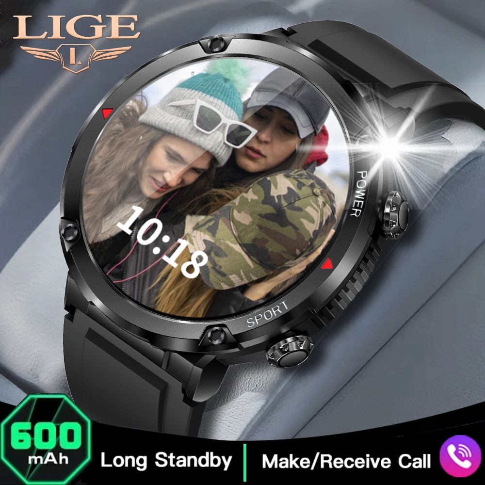 LIGE สมาร์ทวอทช์ผู้ชาย 1.6 นิ้วจอแสดงผล IPS 600mAh แบตเตอรี่ขนาดใหญ่การโทรด้วยเสียงนาฬิกากีฬาผู้หญิง IP68 สมาร์ทวอทช์กันน้ำสำหรับ Android และ Ios