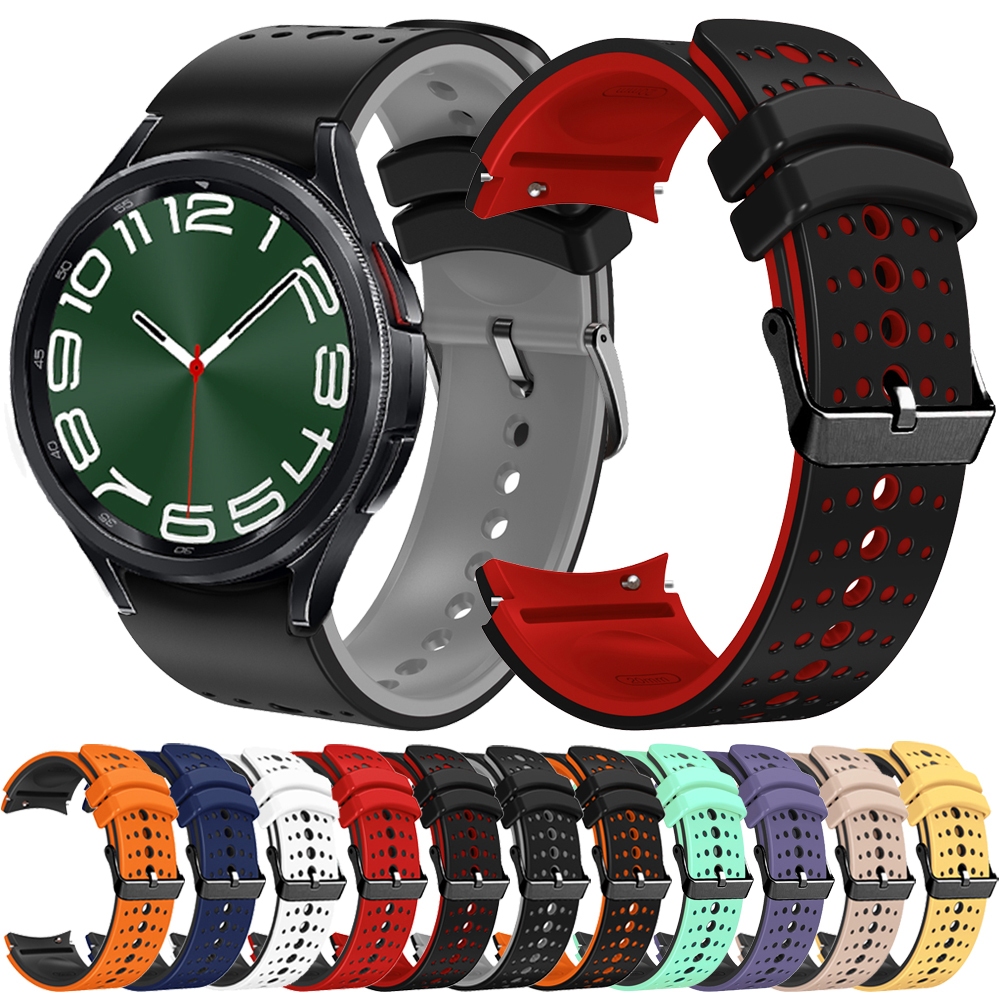 สายซิลิโคนคู่สีสําหรับ Galaxy Watch 7 FE 6 5 Pro 4 45mm 44mm 40mm Classic 47mm 43mm 46mm 42mm
