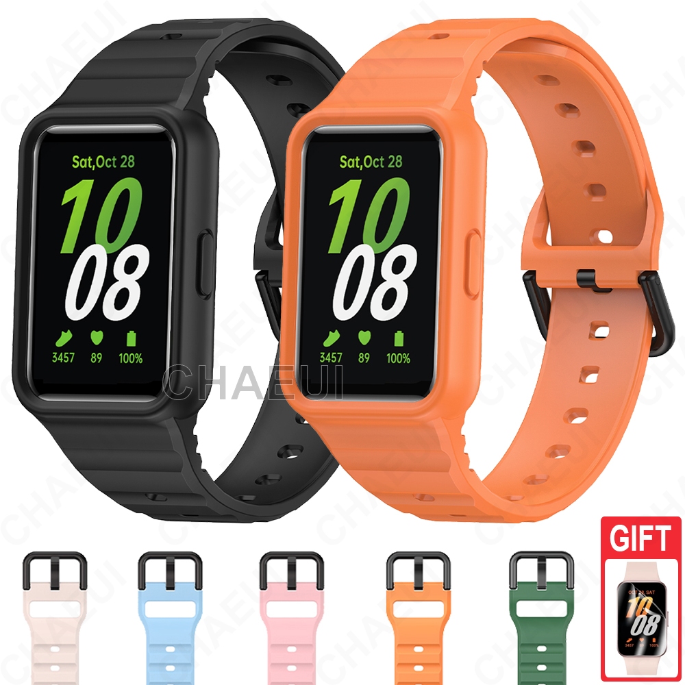 สายนาฬิกาข้อมือซิลิโคน พร้อมเคส แบบเปลี่ยน สําหรับ Galaxy Fit 3
