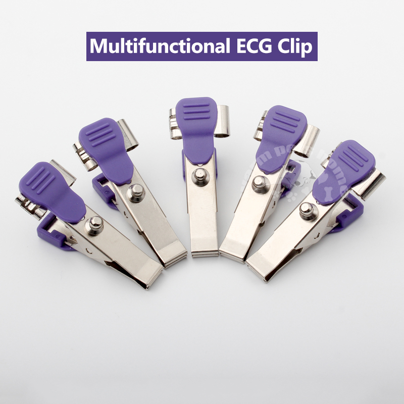 อะแดปเตอร์คลิปหนีบจระเข้ ECG EKG อเนกประสงค์ สําหรับสัตว์เลี้ยง สุนัข แมว จํานวน 5 ชิ้น