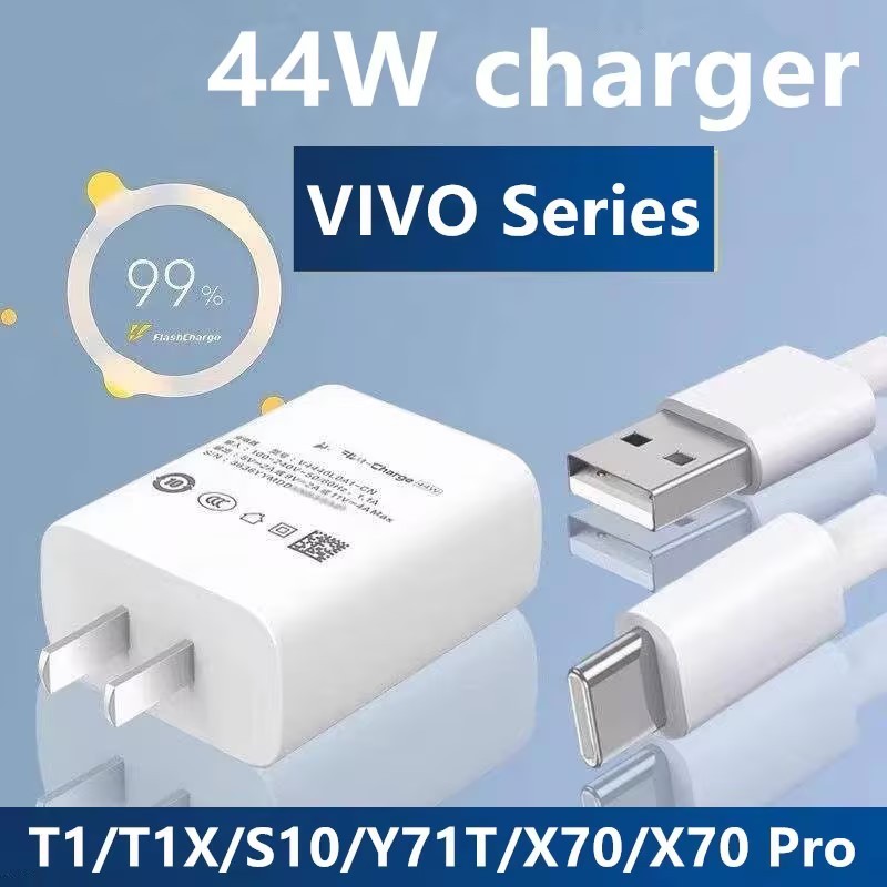 VIVO 44W Flash Charging Fast Charger ประเภท C ข้อมูลสาย 11V/4A อะแดปเตอร์สําหรับ VIVO S10 S6 S7 Y31S