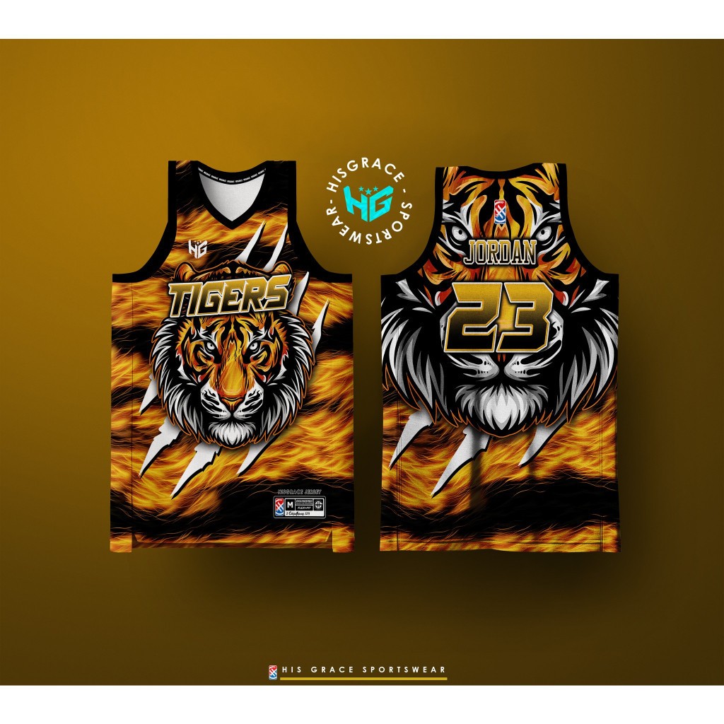 ออกแบบใหม่ 2024 ฟรี CUSTOMIZE OF NAME และ NUMBER BASKETBALL CONCEPT JERSEY TIGERS FULL SUBLIMATION JERSEY สําหรับผู้ชายและผู้หญิง