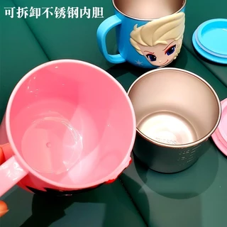 🔥พร้อมส่ง🐥Disney แก้วน้ําสเตนเลส พร้อมฝาปิด ลาย Frozen Elsa Car Rapunzel olaf สําหรับเด็ก