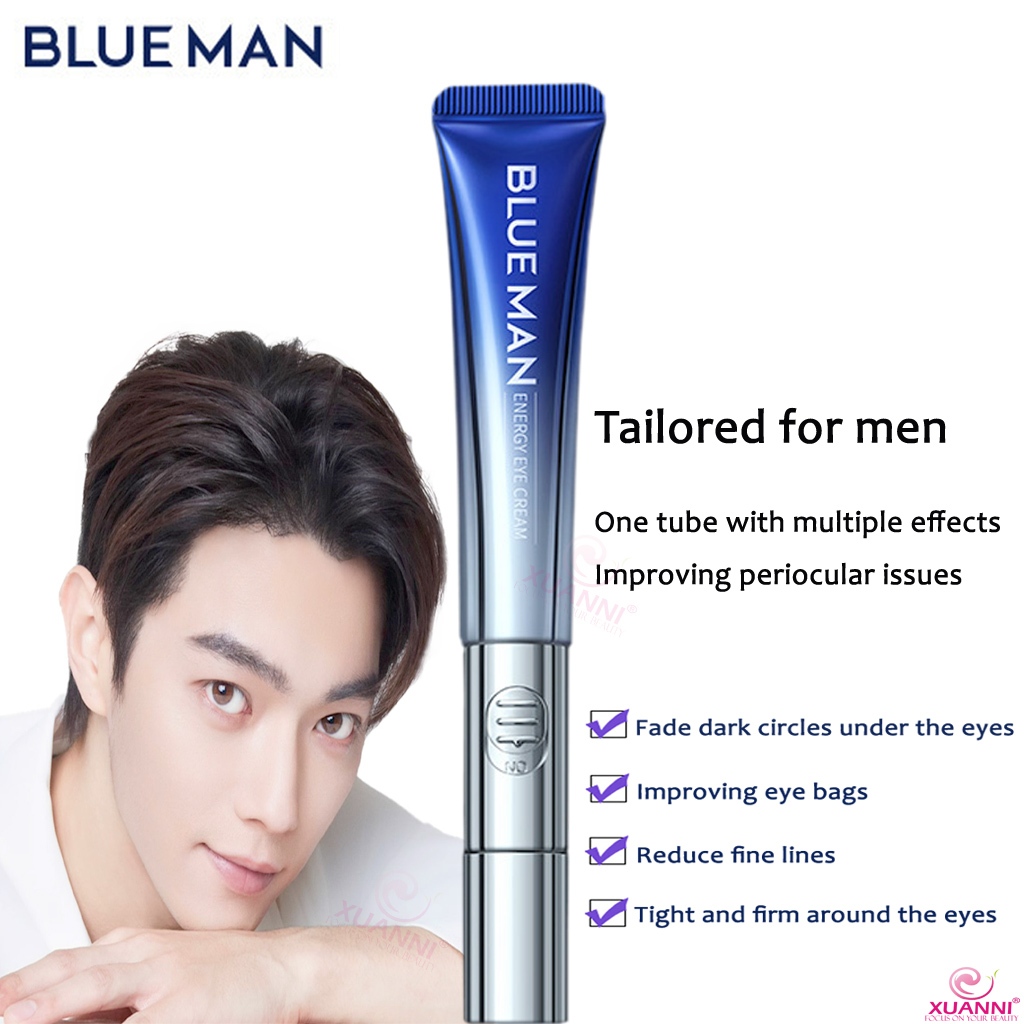 แท้ BLUE MAN Black Circle Removal Mens Anti Wrinkle Eye Cream เพื่อสว่างขึ้นเส้นละเอียดและกระชับกระเ