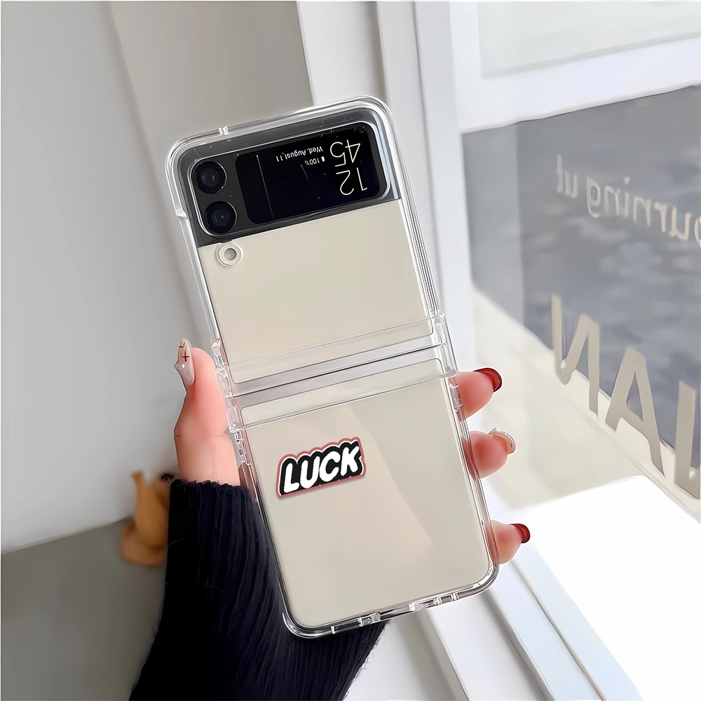 【เคสพับได้】LUCK สําหรับ SAMSUNG Galaxy Z Flip3 Flip4 Flip5 เคส สําหรับป้องกันเลนส์ กันกระแทก เคสการ์ตูน