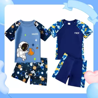 🪐พร้อมส่งด่วน🪐ชุดว่ายน้ำคุณภาพสูงสำหรับเด็กผู้ชาย พร้อมหมวก ลายการ์ตูนพิมพ์ วัสดุแห้งเร็ว ออกแบบมาโดยเฉพาะสำหรับเด็กผู้ชาย