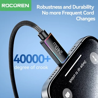 Rocoren 240W สาย USB C PD 100W 60W Fast สายชาร์จสําหรับ iPhone Samsung USB C สายไฟสําหรับโทรศัพท์แล็ปท็อป 1 M 2 M 3 M