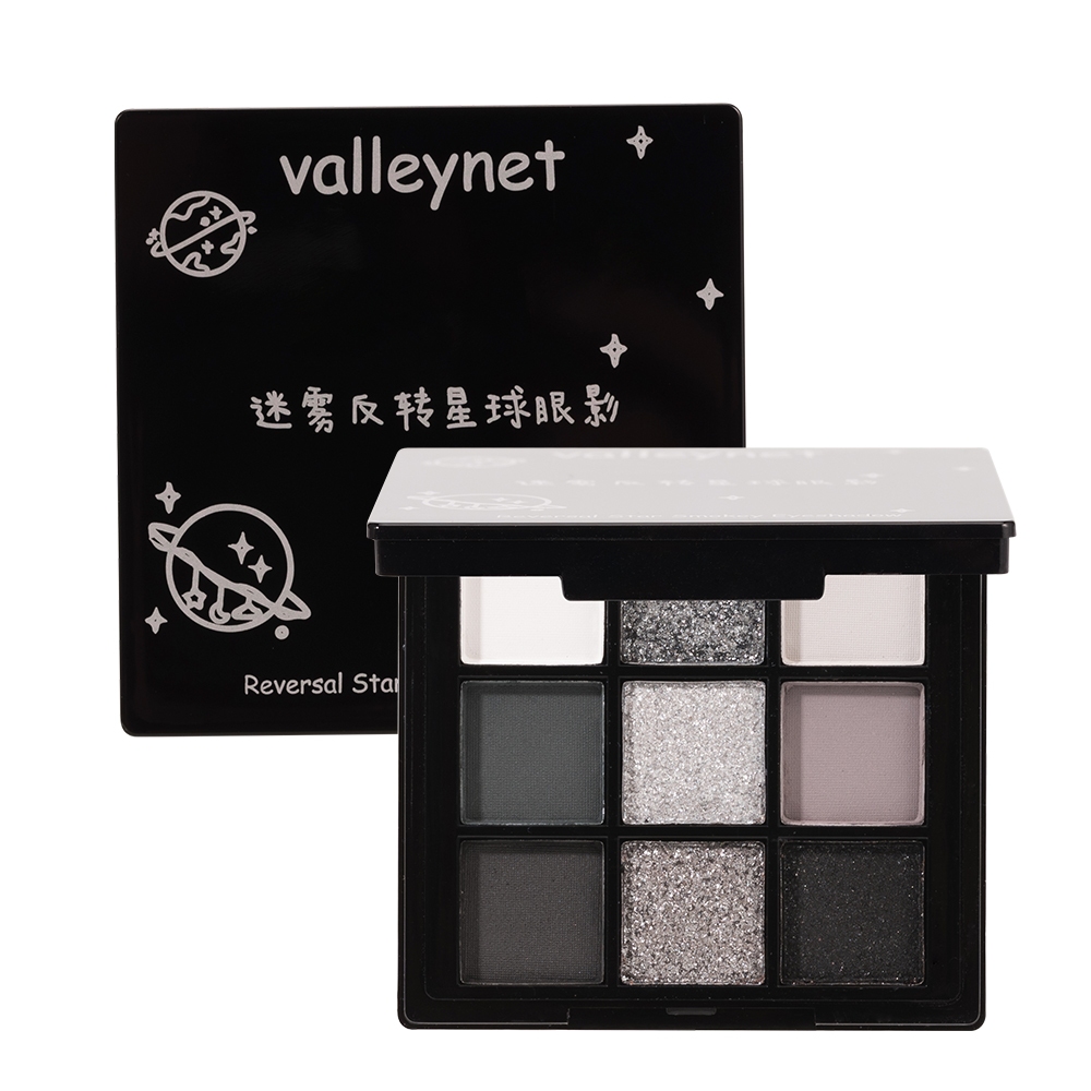 Beauty GLAZED พาเลตต์อายแชโดว์ 9 สี กันน้ํา สีควันบุหรี่ โกธิค สีดําเข้ม แวววาว แต่งหน้า
