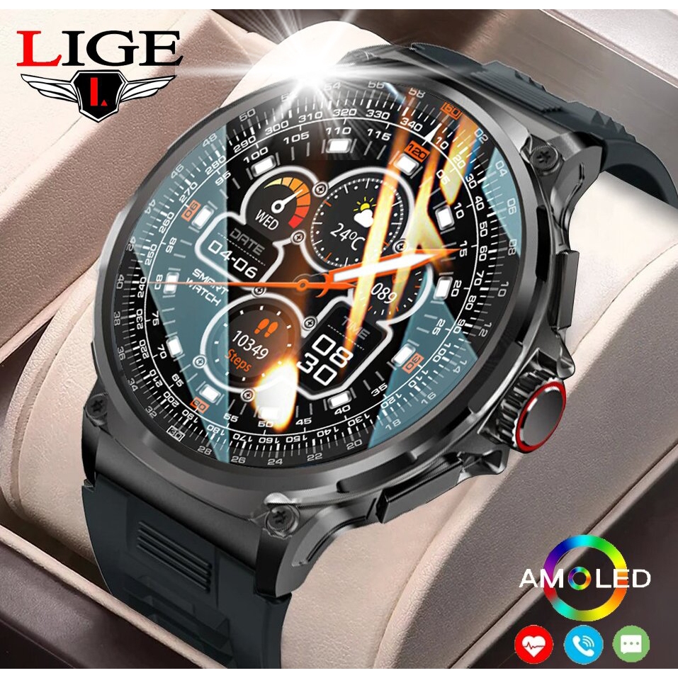 LIGE สมาร์ทวอทช์ 1.85 นิ้ว Ultra HD Bluetooth Call IP68 กันน้ำสมาร์ทวอท์ช Original Men 710mAh 100+ กีฬาฟิตเนสติดตามอัตราการเต้นของหัวใจแบบเรียลไทม์ smartwatch สำหรับ Android และ IOS