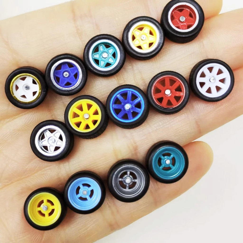 1/64 รถโลหะผสมล้อ 10.8 มม.ขอบยาง JDM/Star/ 7-Rays สําหรับล้อร้อน/Matchbox/Domeka/Tomy 1:64 รถ