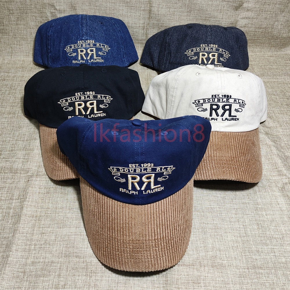 Rrl ใหม่ หมวกเบสบอล ผ้าฝ้าย 100% ผ้าลูกฟูก สีเขียว สไตล์วินเทจ 5 สี พร้อมแท็ก MSRP สําหรับเก็บสะสม – โปรปัง