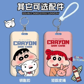 Crayon Shin-chan Multifunctional Hard Shell Card Holder Retractable Long Rope Easy Pull Buckle Anti-Lost Protective Case ABS ID Bus MRT