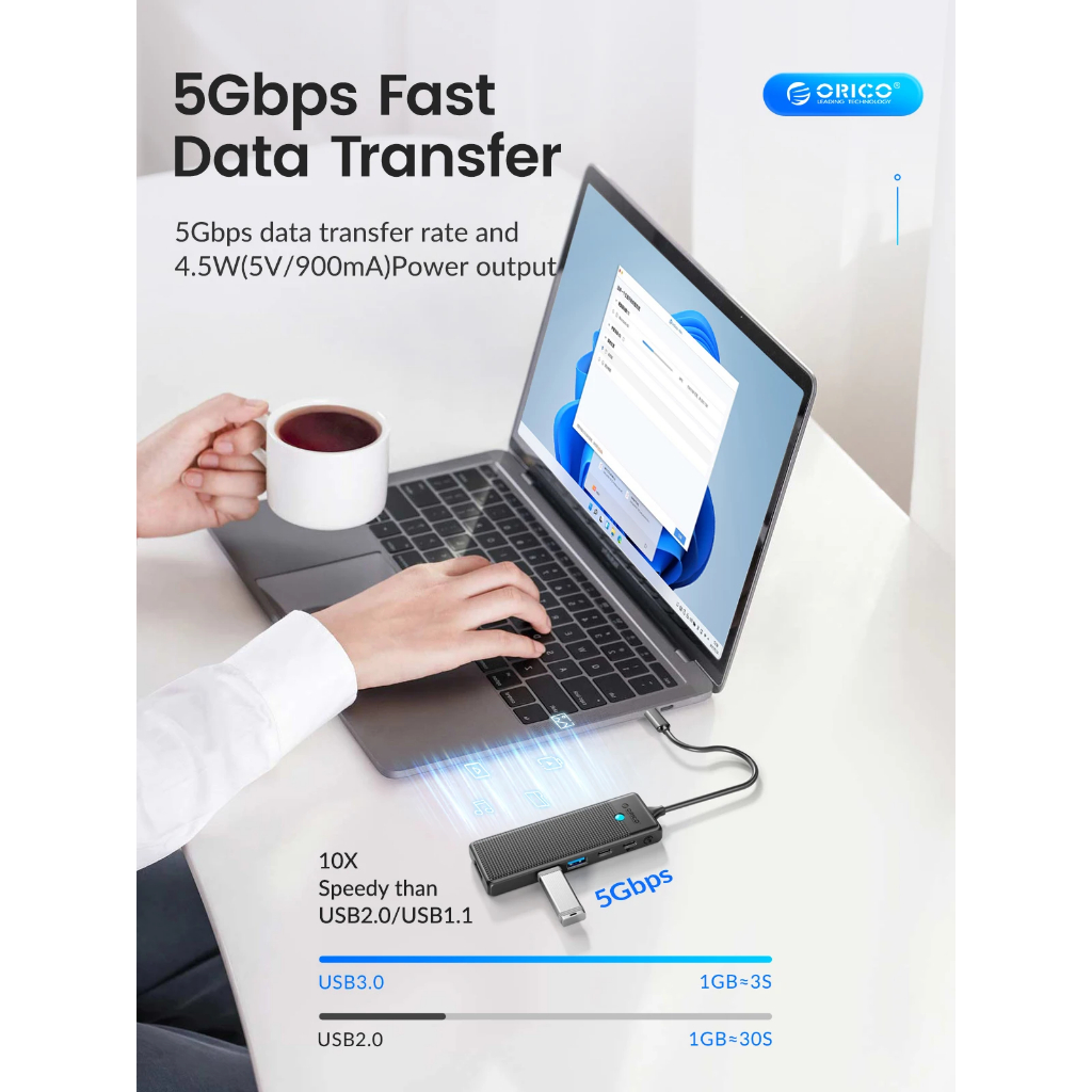 Orico Docking Station USB 3.0 Hub Type C HDMI สําหรับ iphone M1/M2 สวิตช์รองรับ/Steam Deck-PWD - รูปที่ 4