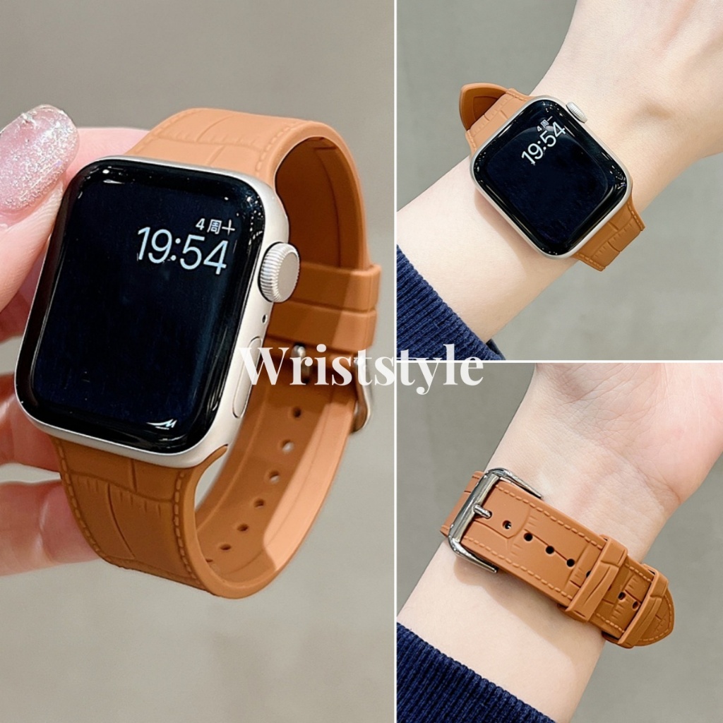 สายนาฬิกาข้อมือซิลิโคน สายหนัง แบบเปลี่ยน สําหรับ Apple Watch S9 8 7 6 5 4 3 2 1 SE ULTRA iWatch 49 มม. 45 44 42 41 40 38