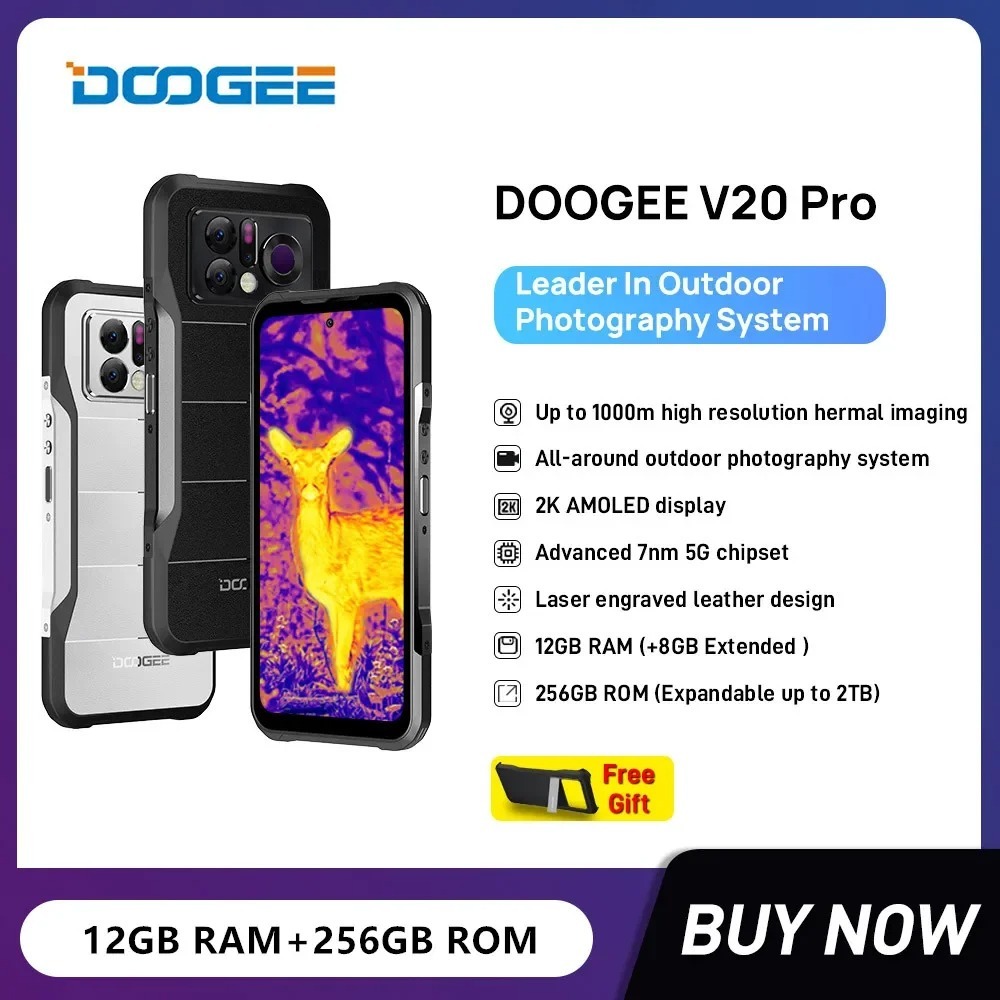 Doogee V20 Pro 5G สมาร์ทโฟน Octa Core 12GB+256GB 6.43 นิ้ว FHD Android 12 64MP 6000mAh NFC