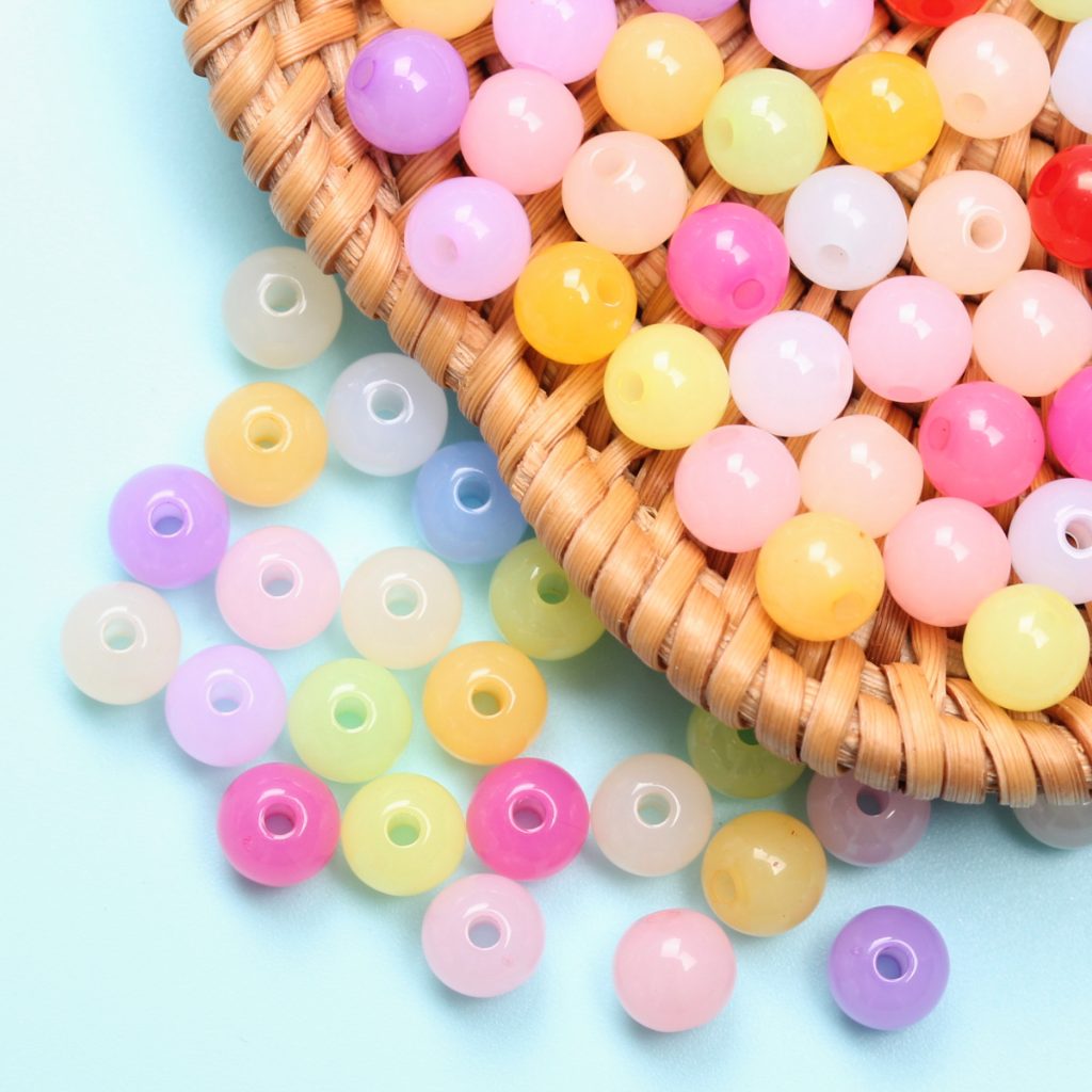 200pcs 6mm Jelly Color Round Acrylic Beads DIY Fashion Jewelry Accessories