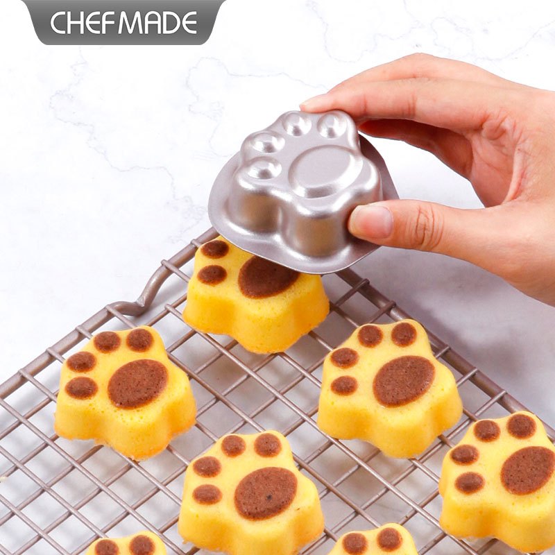Chefmade กระทะ ไม่ติดผิว ลายอุ้งเท้าแมว สําหรับอบเค้ก ขนมปัง เนื้อสัตว์ เตาอบ และหม้อ 6 แพ็ก WK9965-6