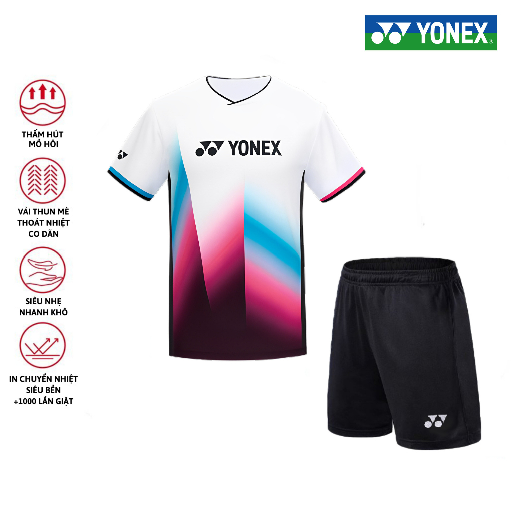 Yonex เสื้อแบดมินตัน และกางเกงขาสั้น สองชิ้น แบบมืออาชีพ สําหรับแข่งแบดมินตัน [ชุดกีฬา กางเกงขาสั้น + แขนสั้น]