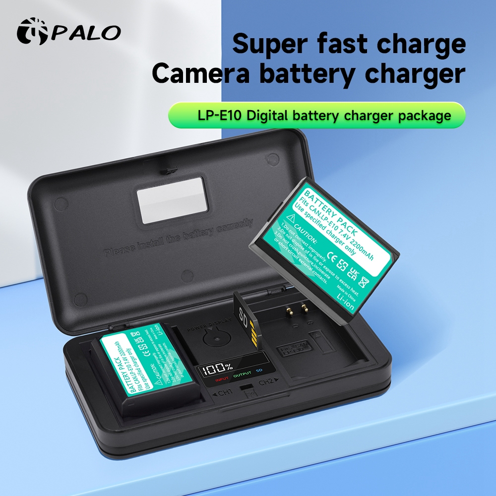 Palo LP-E10 แบตเตอรี่กล้อง และที่ชาร์จ LCD 2 ช่อง อเนกประสงค์ สําหรับ Canon EOS 1100D 1200D 1300D 1500D 2000D 3000D 4000D