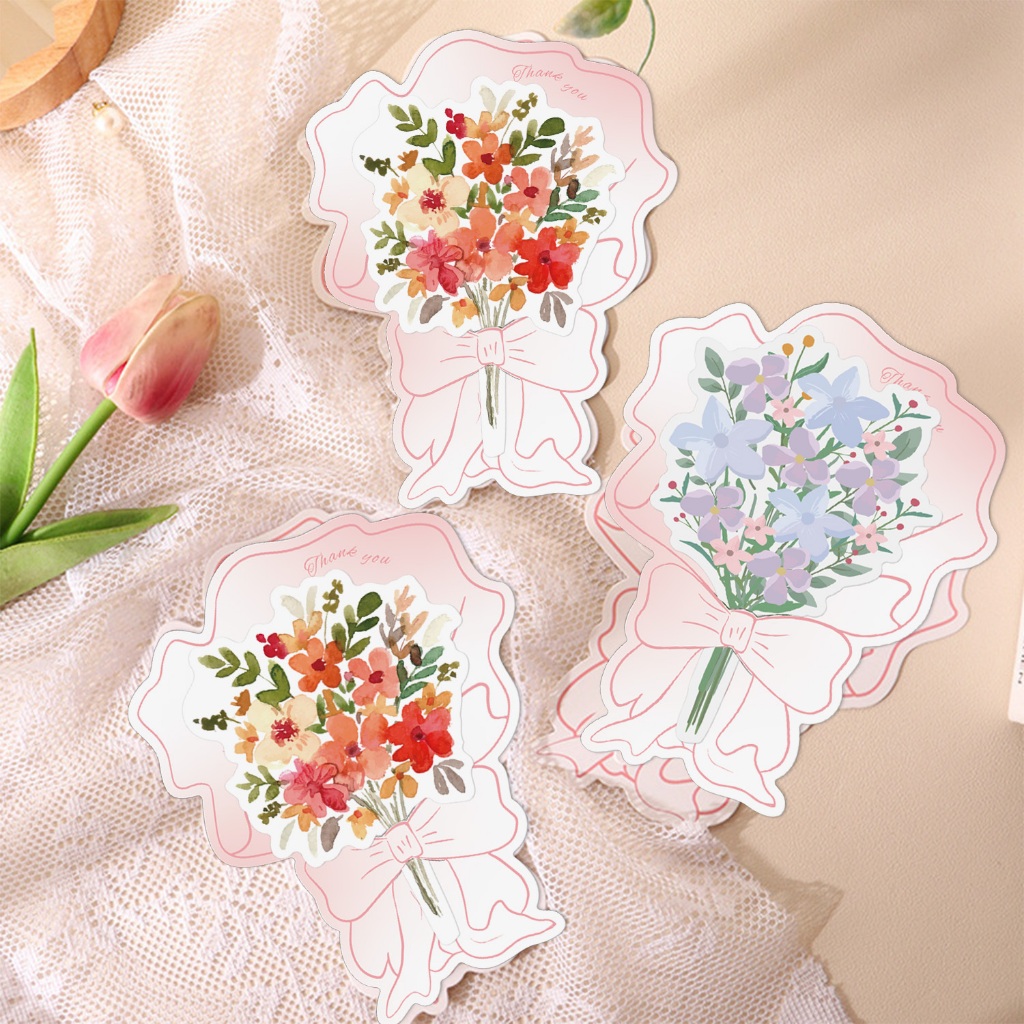 การ์ดของขวัญวันวาเลนไทน์ ลายช่อดอกไม้ สวยหรู Diy สําหรับวันแม่ วันวาเลนไทน์ 10 ชิ้น