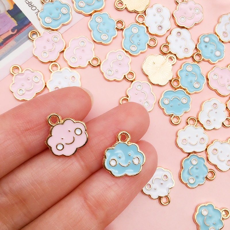 จี้รูปหน้ายิ้ม โลหะผสม สีทอง 10 ชิ้น