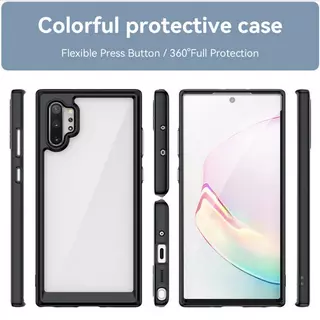 Samsung Galaxy Note 10 Plus + Note10 อะคริลิค ด้านหลัง เคสใส นิ่ม ซิลิโคนแข็ง เคสกันกระแทก ขอบถุงลมนิรภัย ป้องกันการหล่น ป้องกันกล้อง ที่มีสีสัน ฝาหลัง