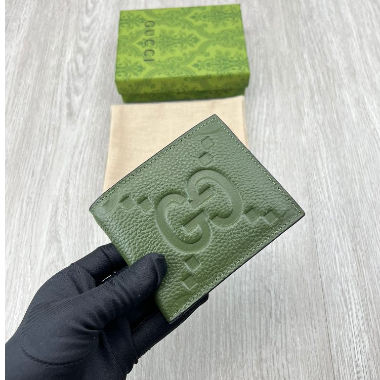 Gucci ของแท้ 100% กระเป๋าสตางค์แฟชั่น สีเขียวเข้ม สําหรับผู้ชาย 739475 กล่อง【พร้อมกล่อง】