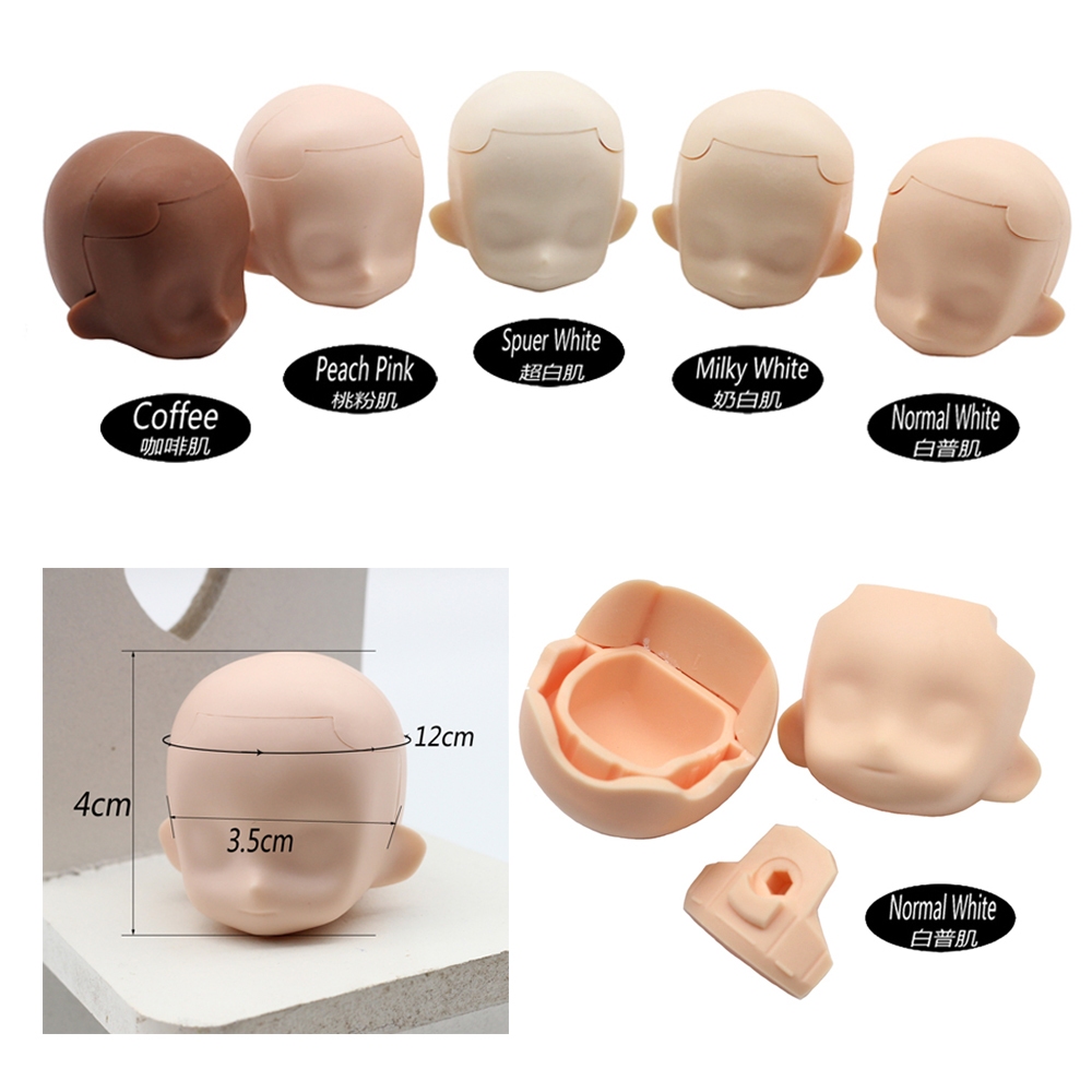 DOD ตุ๊กตาสําหรับ 1/12 BJD Body OB11 GSC nendoroid YMY Obitsu11 ตุ๊กตา 1/12 BJD หัวบรรจุ 3 อะไหล่ (Face + Face Support + ด้านหน้า + ด้านหลังหัว) 5 สี