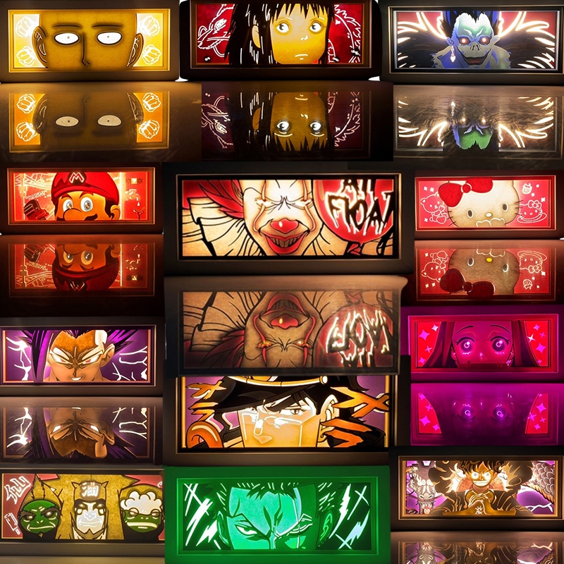 โคมไฟตั้งโต๊ะ LED ลายการ์ตูนอนิเมะ Demon Slayer One Piece Naruto Dragon Ball sanrio 3D สําหรับตกแต่งห้องเด็ก