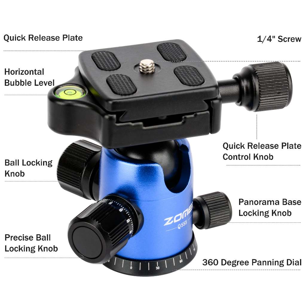 Zomei Q444/Q555/Q666 Camera tripod ขาตั้งกล้องอลูมิเนียมอัลลอยด์พร้อม PTZ 3 ทิศทางน้ำหนักไม่เกิน 10 กก ขากล้องมือถือ ขาตั้งกล้องliveสด ขาตั้งกล้องแบบ 3 ขา tripod yunten