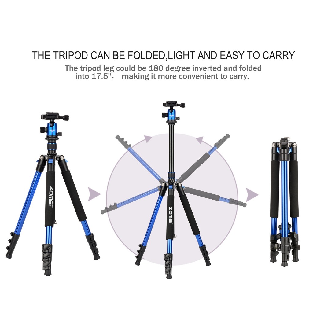 Zomei Q444/Q555/Q666 Camera tripod ขาตั้งกล้องอลูมิเนียมอัลลอยด์พร้อม PTZ 3 ทิศทางน้ำหนักไม่เกิน 10 กก ขากล้องมือถือ ขาตั้งกล้องliveสด ขาตั้งกล้องแบบ 3 ขา tripod yunten