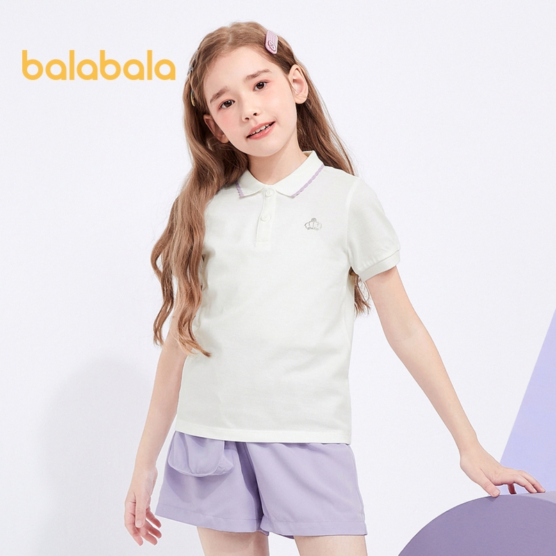 Balabala เสื้อยืดแขนสั้นลําลอง ป้องกันแบคทีเรีย ขนาดใหญ่ แฟชั่นฤดูร้อน สําหรับเด็กผู้หญิง