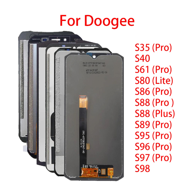 เต็มหน้าจอสําหรับ Doogee S35 S40 S61 S55 S80 S86 S88 S95 S96 S97 S89 S98 S95 Pro Plus Lite จอแสดงผล LCD Touch Screen Digitizer Assembly
