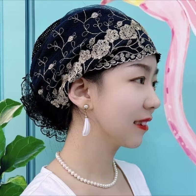 หมวกคลุมผม ผ้าลูกไม้ สําหรับผู้หญิง หมวกแม่ ที่คาดผมมุสลิม