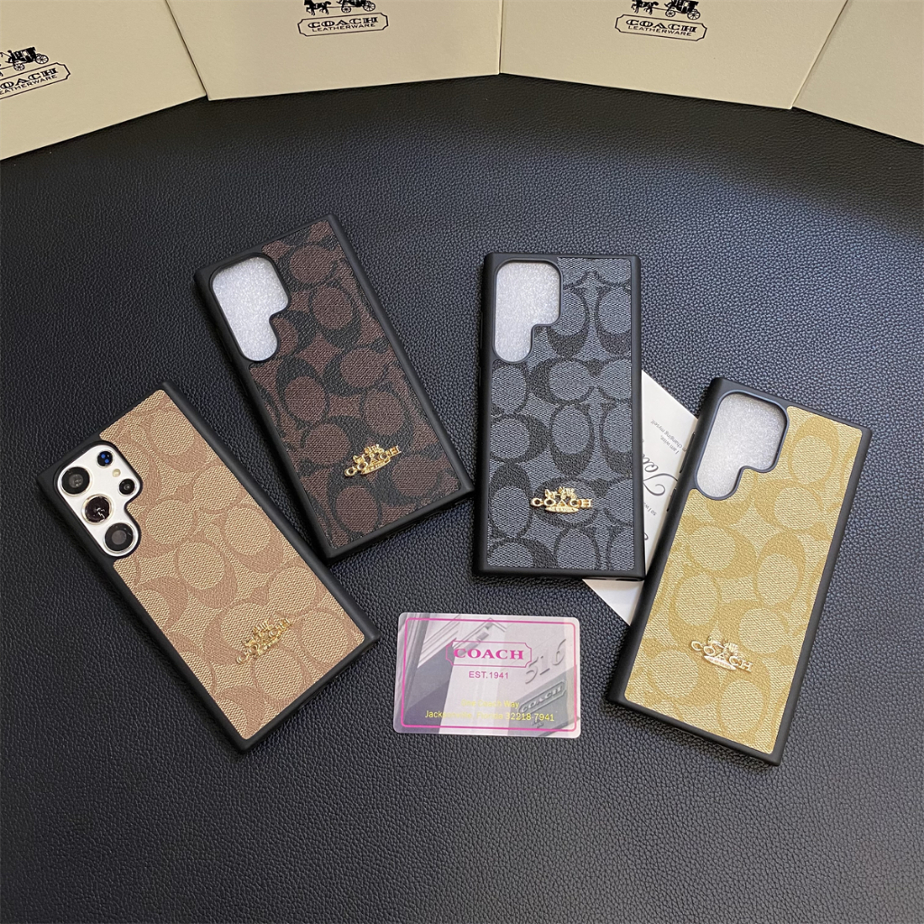 ยุโรปและอเมริกา แฟชั่น หรู ชื่อใหญ่ เครื่องหมาย COACH โลหะ เคส Samsung Galaxy S23 S24 Ultra S23FE S22Ultra S20 Ultra S10 S20 S21 S22 S23 S24 Plus + S21FE S20FE Note20 Ultra Note10 Plus Note9 Case ใหม่ ความรู้สึกหรูหรา ป้องกันการหล่น นุ่ม เคส