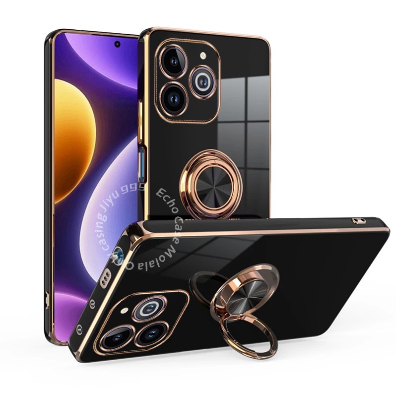 เคสโทรศัพท์มือถือแบบนิ่ม กันกระแทก พร้อมแหวนขาตั้ง สําหรับ infinix Smart 8 Hot 40i 40 Pro Tecno Spark go 2024 20 Pro