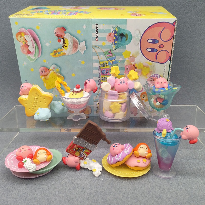 โมเดลฟิกเกอร์ PVC รูปเกม Kirby's Dream Land Star Kirb Popstar Chocolate Ice Cream Afternoon Tea Q Version ขนาด 3-6 ซม. ของเล่นสําหรับเด็ก 8 ชิ้น ต่อชุด