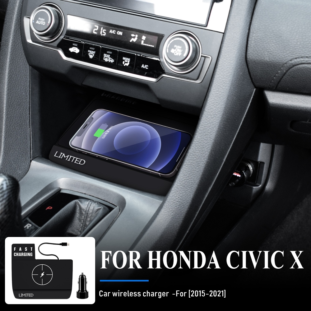 บอร์ดชาร์จโทรศัพท์มือถือไร้สาย 15W อุปกรณ์เสริม สําหรับ Honda Civic X 10th 11th Gen 2016-2023